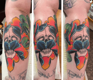 Flower skull tattoo – Tim