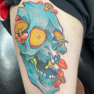 New school skull tattoo – Josh